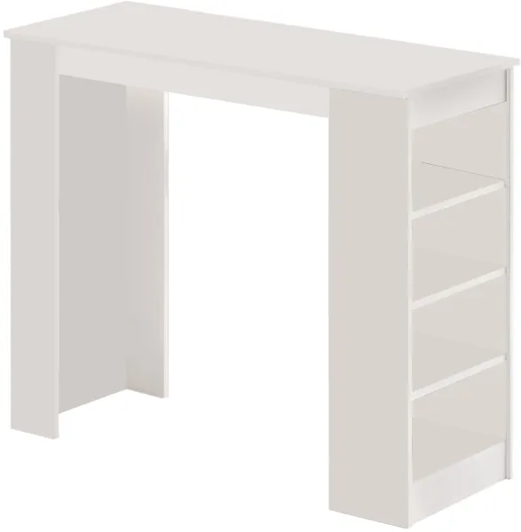 NORDVÄRK ST1 mesa de bar, com 3 prateleiras - melamina branca (120x51,6)
