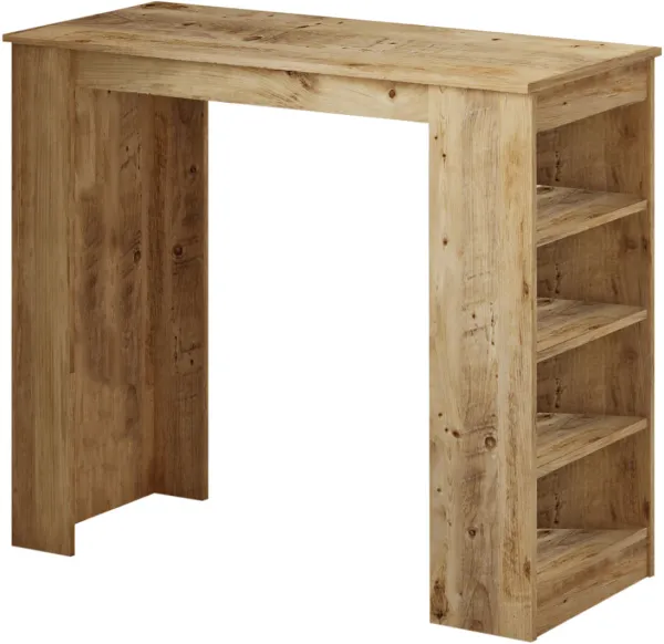 NORDVÄRK ST1 mesa de bar, c/ 3 prateleiras - melamina natural (120x51,6)