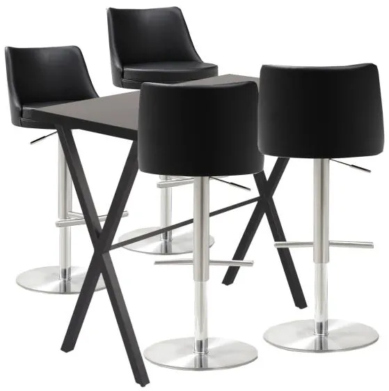 Homeville Conjunto de mesa de bar Grappa/Luna banco de bar preto/cromado