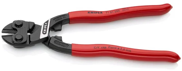Knipex KNIPEX CoBolt® Tesoura de parafusos compacta preta atramentada, revestida com plástico 200 mm