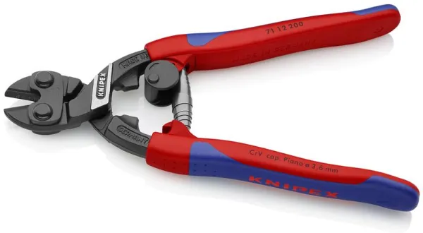 Knipex CoBolt® Tesoura de parafusos compacta preta atramentada, com cabo fino de vários componentes 200 mm