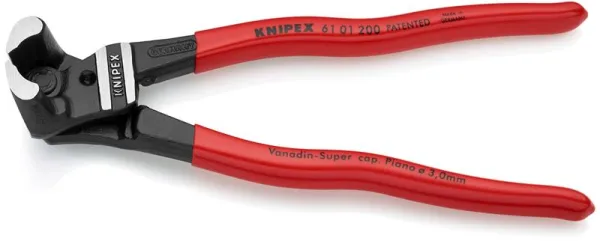 Tesoura corta-parafusos Knipex de alta alavancagem preta atramentada, revestida com plástico 200 mm