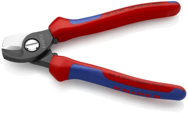Cortador de Cabos Knipex escurecido, com cabo multi-componente 165 mm