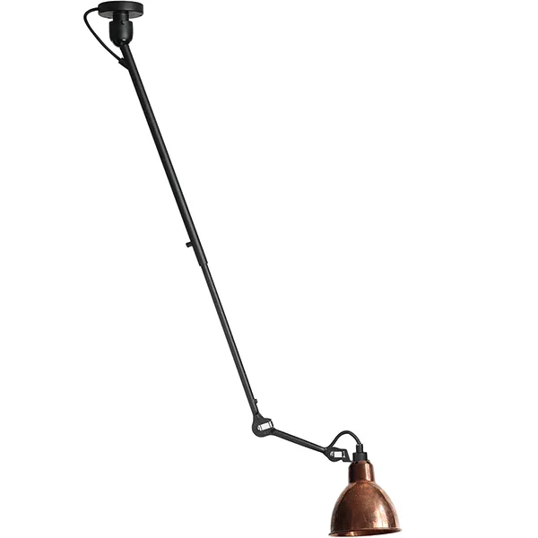Lampe Gras N302 Candeeiro de Teto Preto Fosco/Cobre em Bruto/Branco