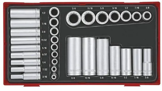 Conjunto de soquetes Teng Tools 1/4-3/8 polegadas - 32 peças